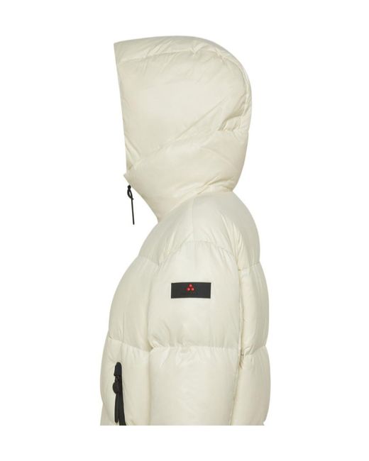 Peuterey White Logo Patch Zip-Up Hooded Down Coat