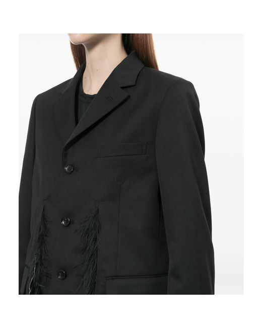 Comme des Garçons Black Feather-Trim Coat