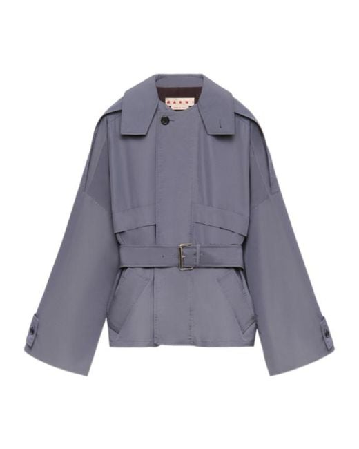 Marni Blue Nylon Blouson With Belt