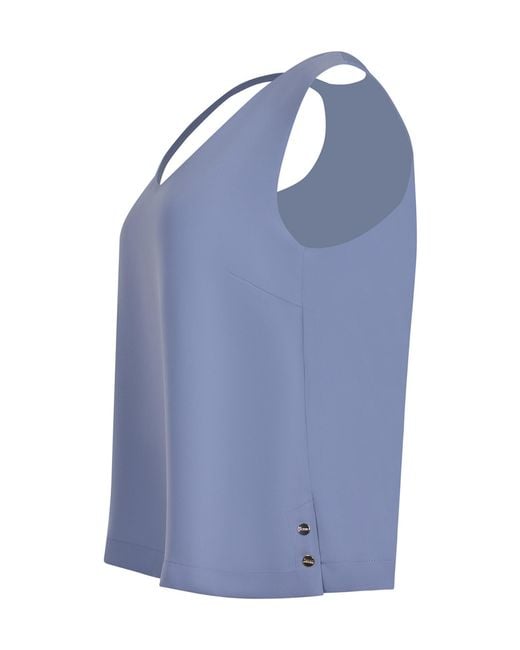 Herno Blue V-Neck Sleeveless Top