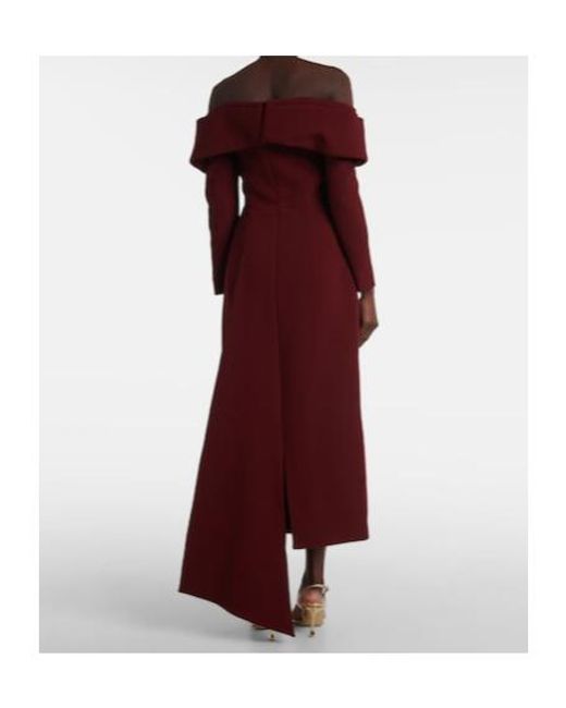 Emilia Wickstead Red Derika Off-Shoulder Crêpe Midi Dress