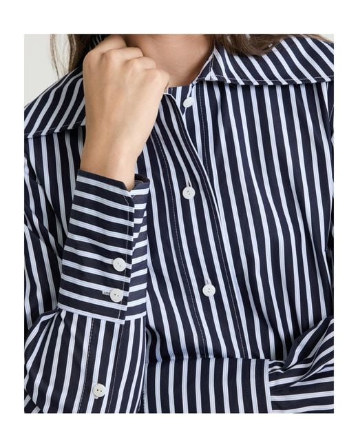 Patou Blue Striped Button-Up Blouse