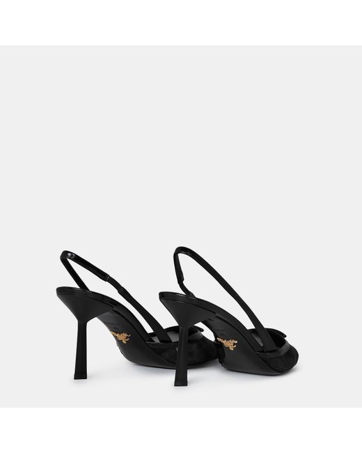 Prada Black Mesh Slingbacks