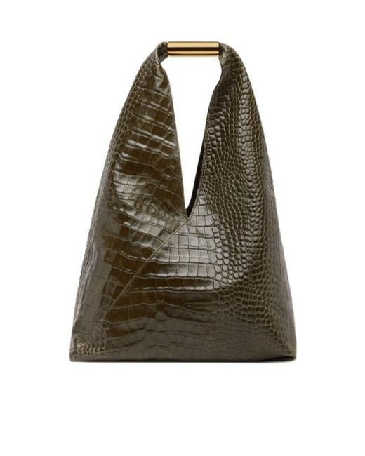 MM6 by Maison Margiela Green Japanese Embossed Medium Shoulder Bag