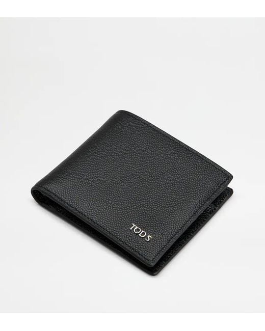 Tod's Black Logo-Plaque Pebbled-Leather Wallet for men