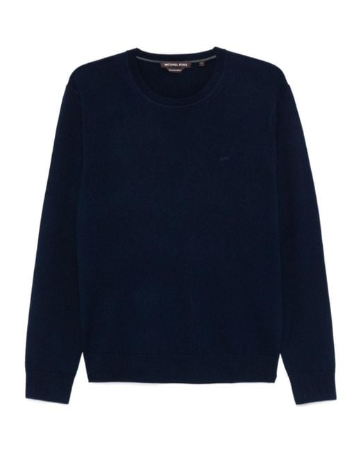 Michael Kors Blue Logo-Embroidered Crewneck Jumper for men