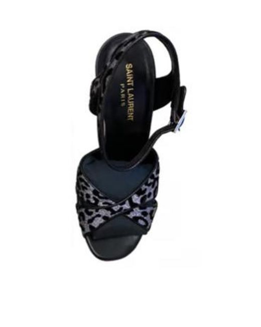 Saint Laurent Black Logo High-Heeled Sandals