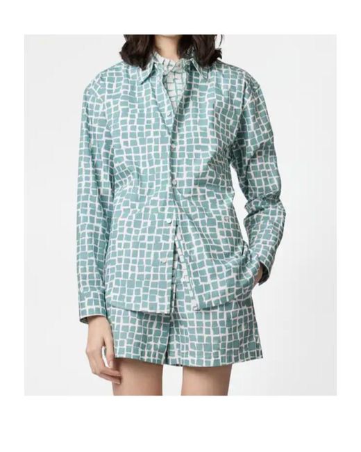 Tod's Blue Printed Belt Shirt