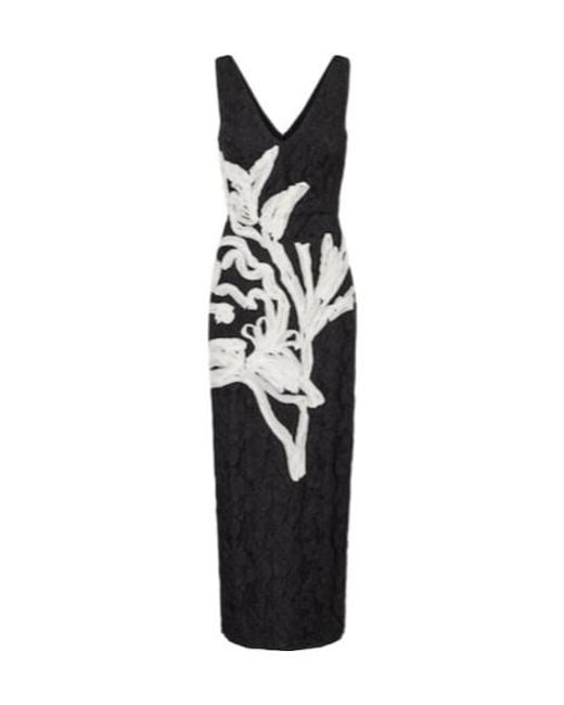 Erdem Black Floral Jacquard Midi Dress