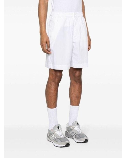 Aspesi White Elasticated-Waist Poplin Shorts for men