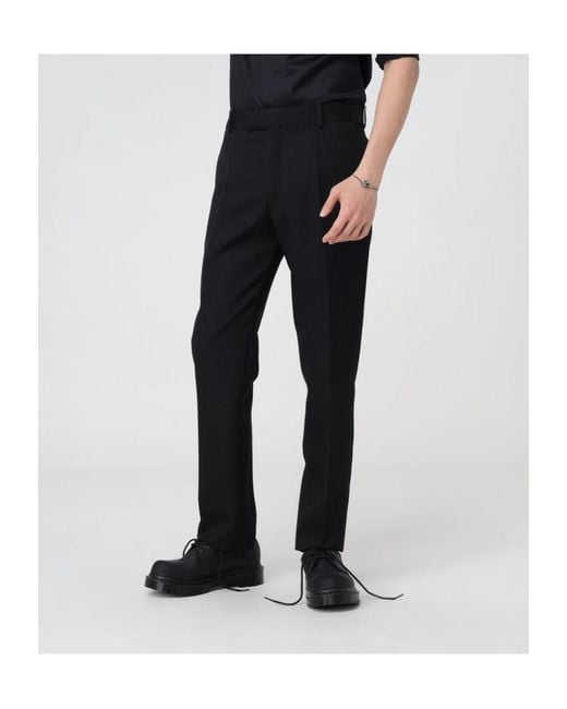 McQueen Black Tapered-Leg Tailored Pants for men