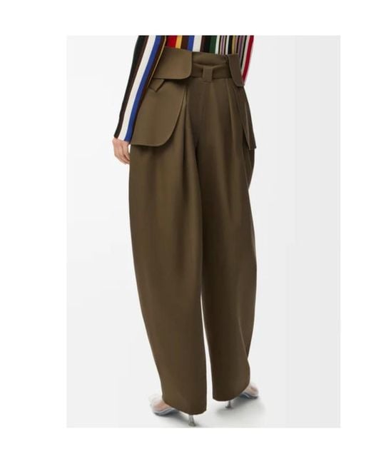 Loewe Green Belted Wide-Leg Pants