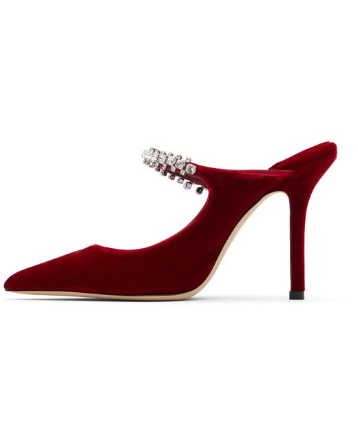 Jimmy Choo Red Heeled Mules "Bing"