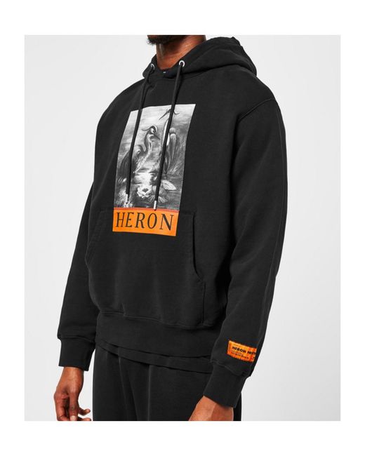 Heron Preston Black Long-Sleeved Hooded Sweatshirt for men