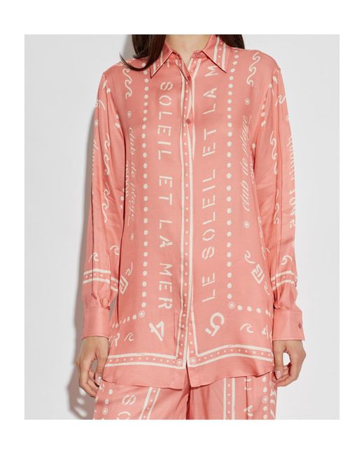 Balmain Pink All-Over Logo Print Shirt