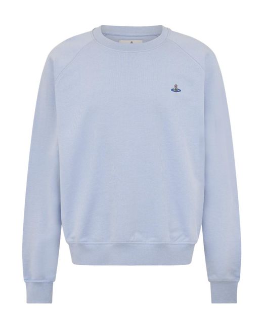 Vivienne Westwood Blue Logo Cotton Orb Crew Neck Sweatshirt for men