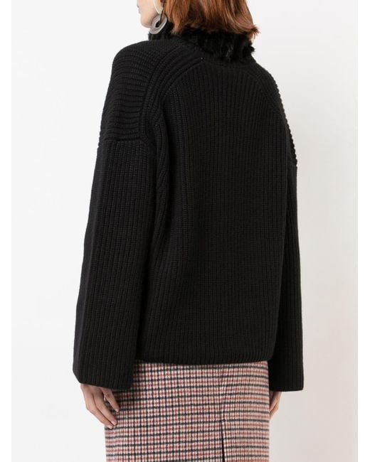 Fendi Black Wool-Neck Sweater