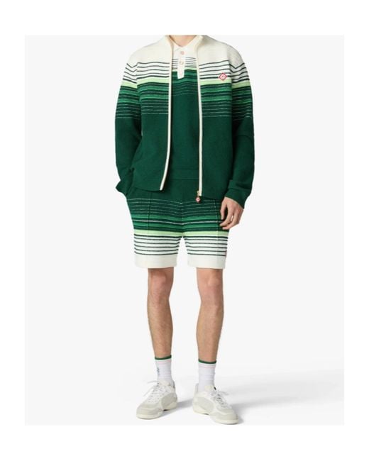 Casablanca Green Striped Knit Drawstring Shorts for men