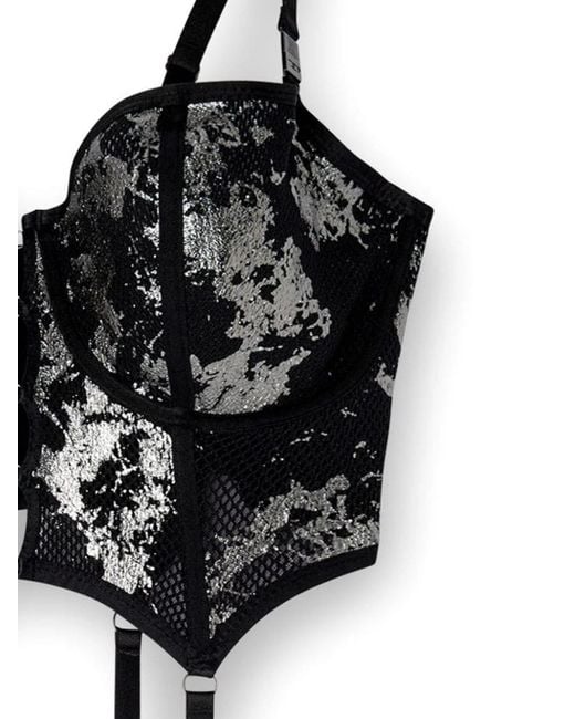 DIESEL Black X Savage X Fenty Mesh Panelled Foiled Bustier