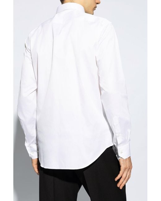 Giorgio Armani White Button-Up Curved Hem Shirt for men