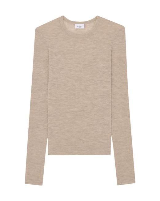 Saint Laurent Natural Long-Sleeved T-Shirt