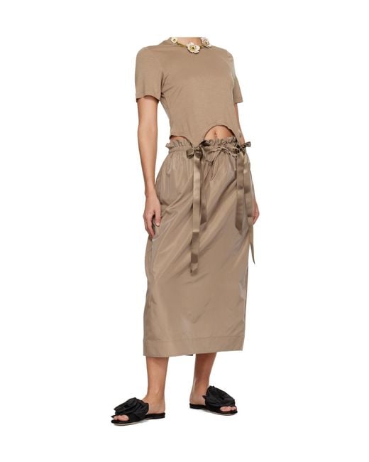 Simone Rocha Brown Bow Tail Easy T-Shirt