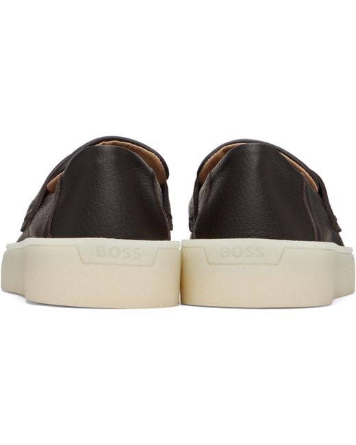 Boss Black Round-Toe Loafers for men