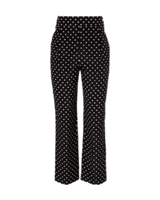 Valentino Black Silk Crêpe De Chine Polka-Dot Straight Pants