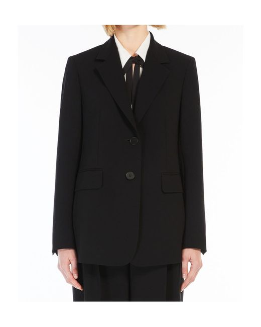 Max Mara Black Studio Linz Single-Breasted Tailored Blazer