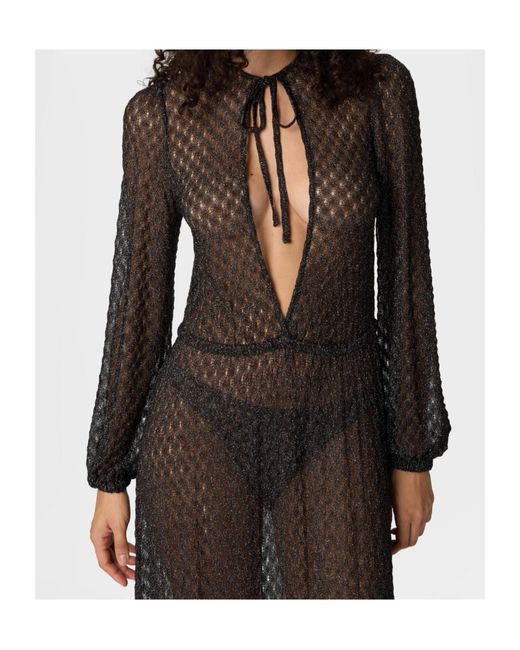 Missoni Black Spiderweb Motif Flounce Long Cover-Up Dress