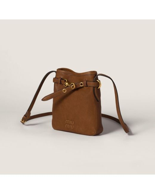 Miu Miu Brown Leather Strap Pouch
