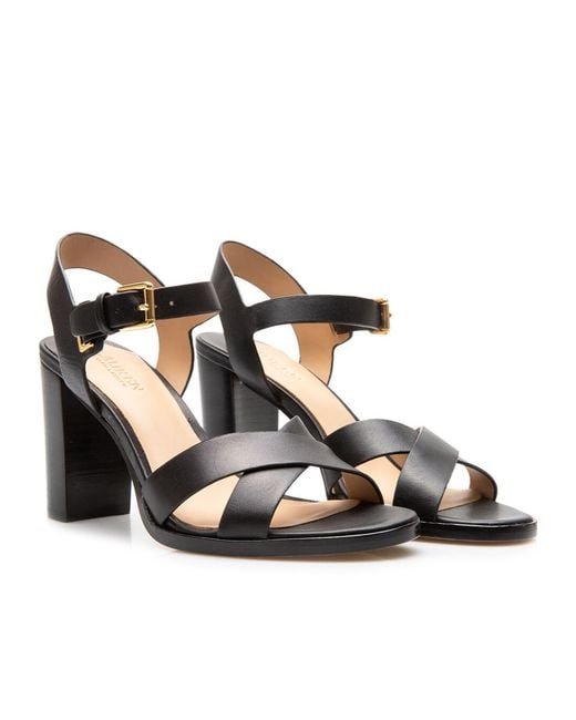 Ralph Lauren Black Round-Toe High-Heeled Sandals