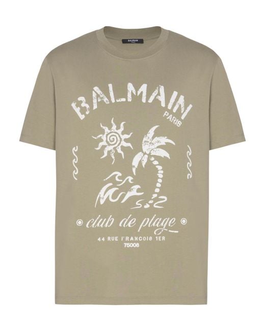 Balmain Multicolor Club De Plage Logo T-Shirt for men