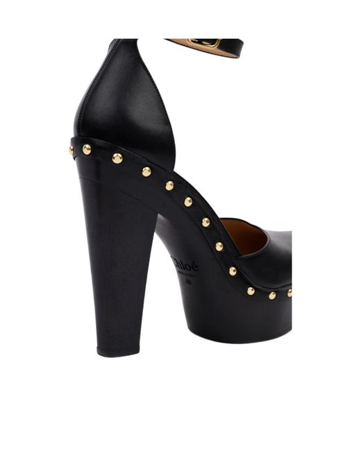 Chloé Black Chloé Lola Studded Playform Pumps