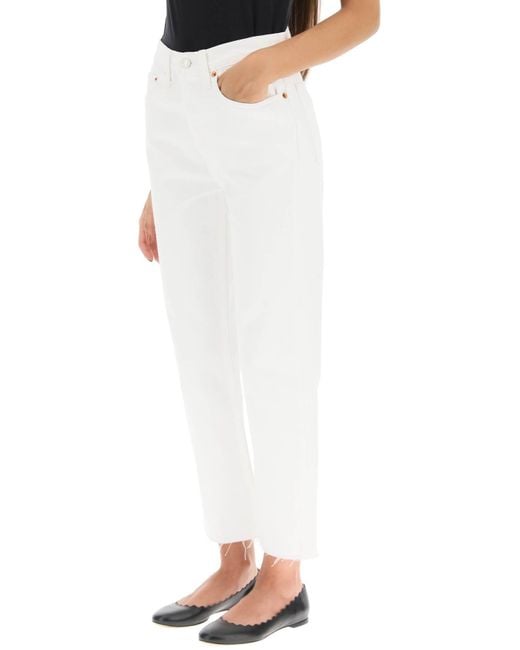 Re/done White Logo Pipe Jeans