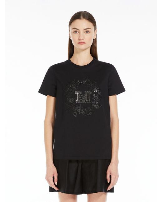 Max Mara Black Logo Embellished Crewneck T-Shirt