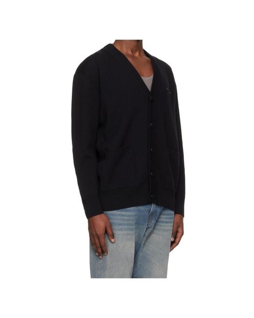 MARINE SERRE Black V-Neck Knitted Cardigan for men
