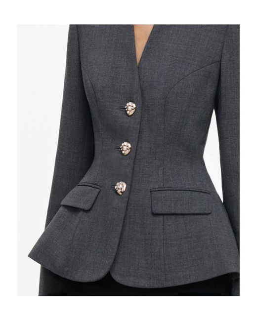 Self-Portrait Black Wool Collarless Jacket