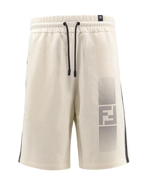 Fendi White Drawstring Bermuda Shorts for men