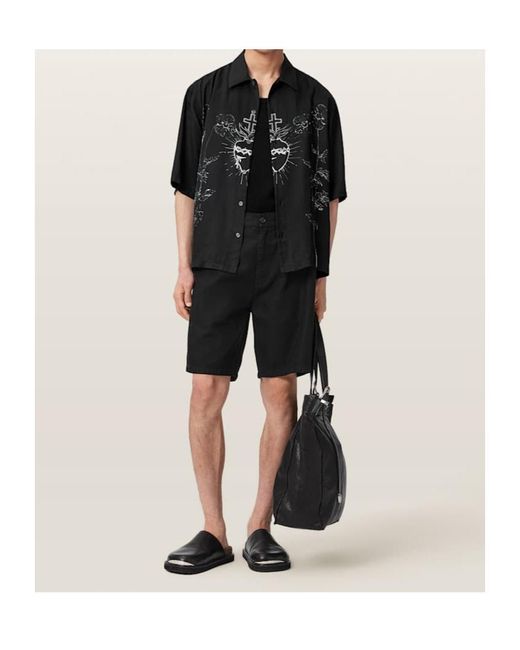 AllSaints Black Short-Sleeved Shirt for men