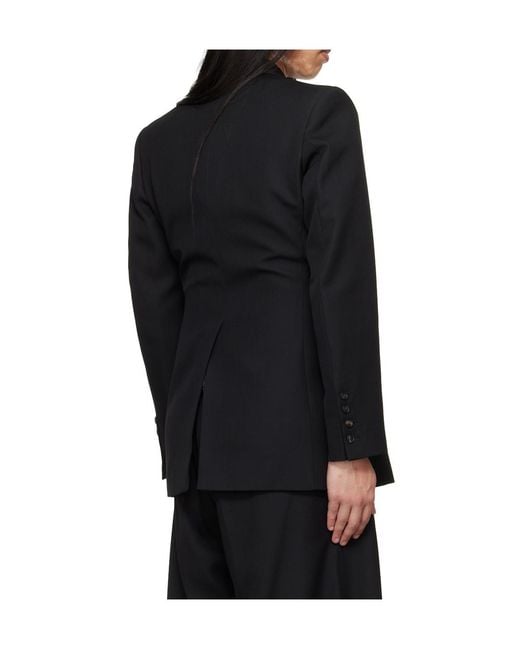 Egonlab Black Egonic Wool Double-Breasted Suit Jacket for men