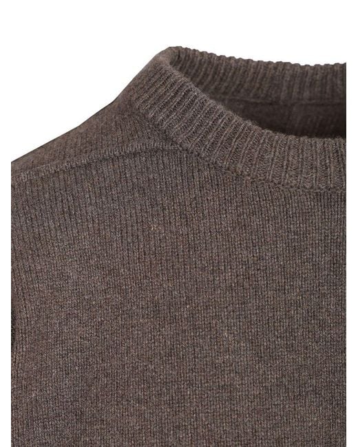 Rick Owens Gray Crew Neck Long-Sleeved Knitwear for men