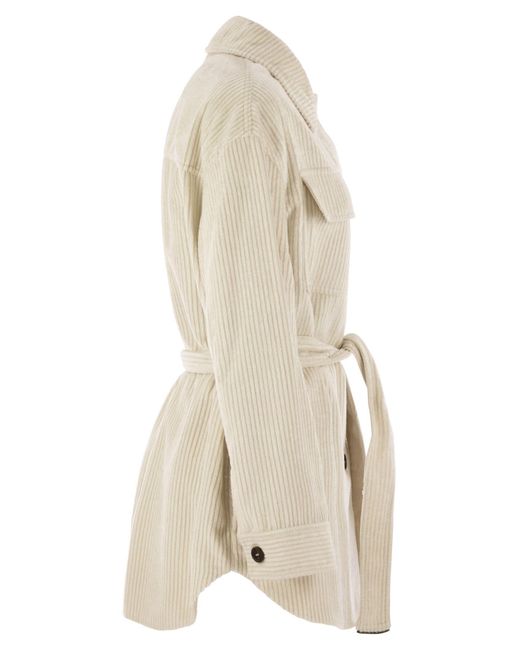 Brunello Cucinelli Natural Belted Corduroy Jacket