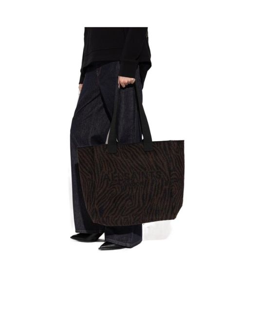 AllSaints Black Izzy Patterned Tote Bag