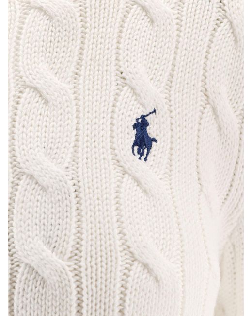 Polo Ralph Lauren White Cable-Knit Cardigan