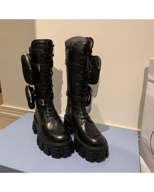 Boots Outfit Prada Monolith Boots Prada Chunky Sole Combat Boots