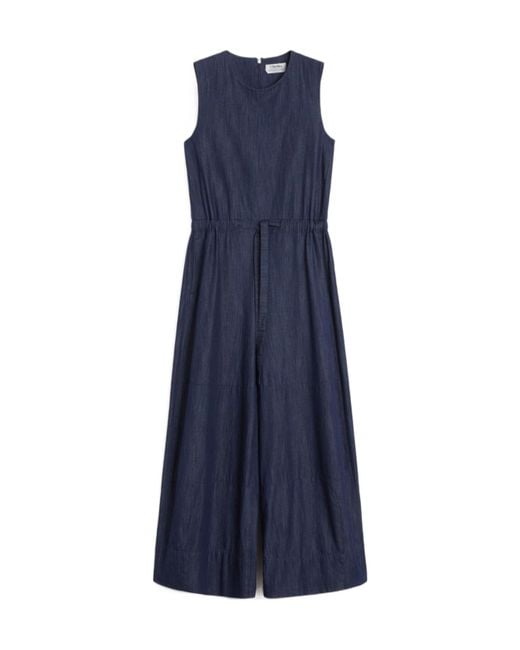 Max Mara Blue Cotton Denim Jumpsuit