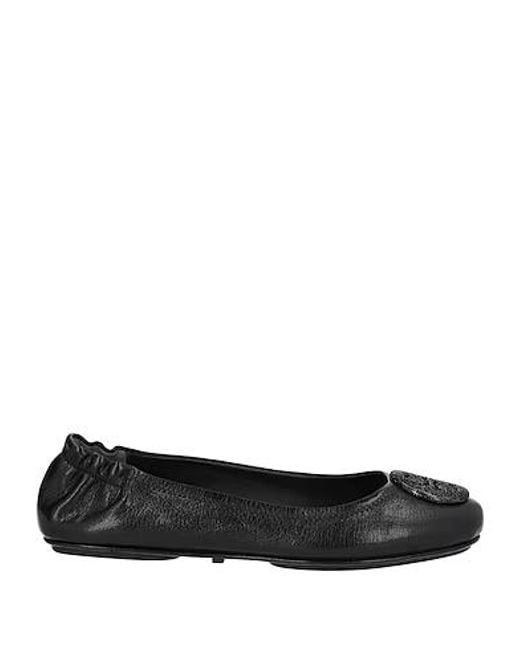 Tory Burch Black Leather Tag Ballet Flats