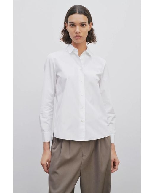 The Row White Sadie Lapel Shirt