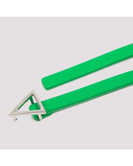 Bottega Veneta Green Triangle-Buckle Thin Belt